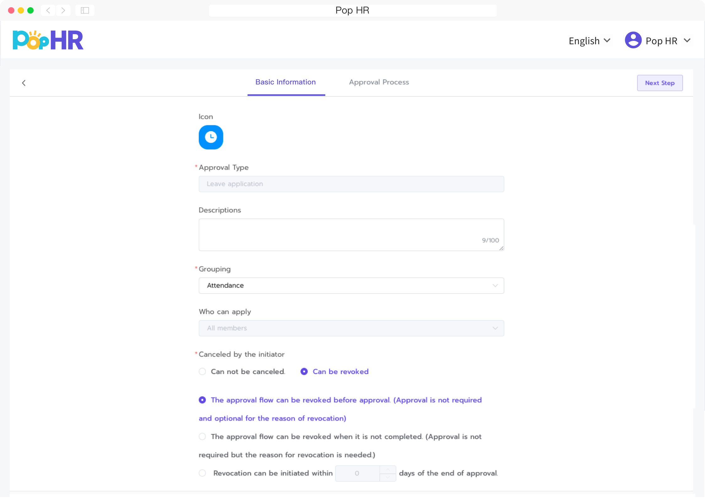 Build a approval workflow with Pop HR solutions